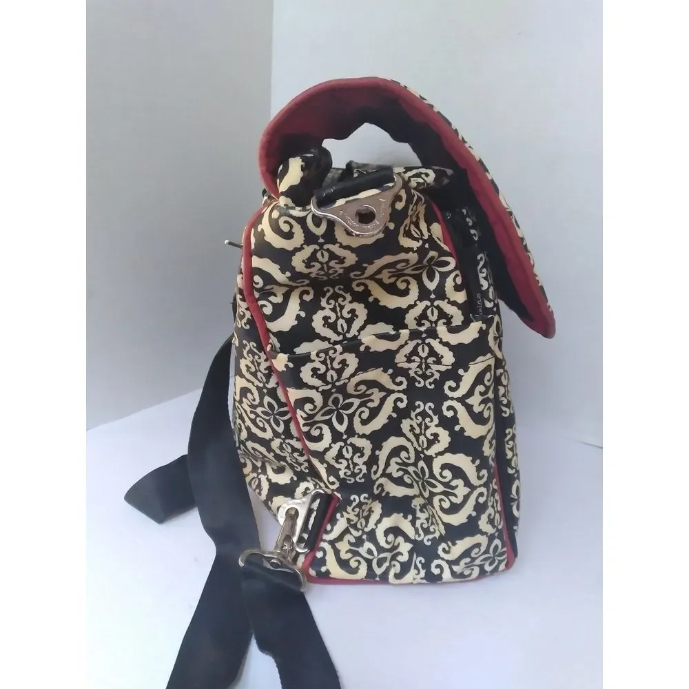 Petunia Pickle Bottom Backpack Diaper Bag Black Beige Red Accents‎